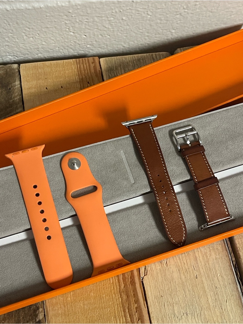 Hermes Orange and Brown Strap Pair for Watch